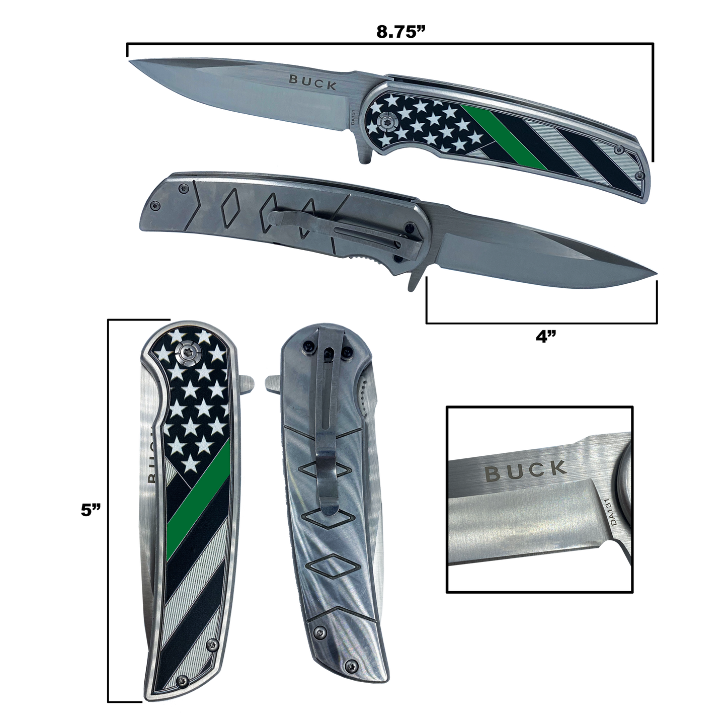 BL1-01 Thin Green Line pocket tool Police Law Enforcement Army Marines Border Patrol Security Rescue Tactical Survival