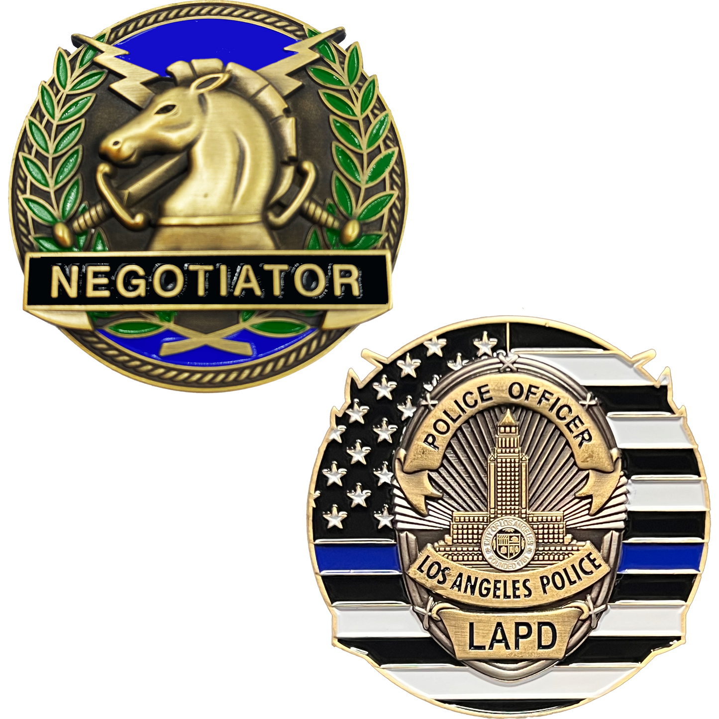 GL13-002 Los Angeles Police Department LAPD Thin Blue Line Negotiator Challenge Coin