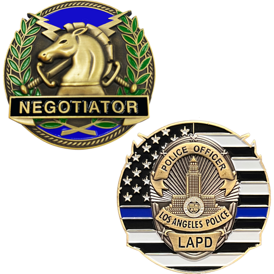 GL13-002 Los Angeles Police Department LAPD Thin Blue Line Negotiator Challenge Coin