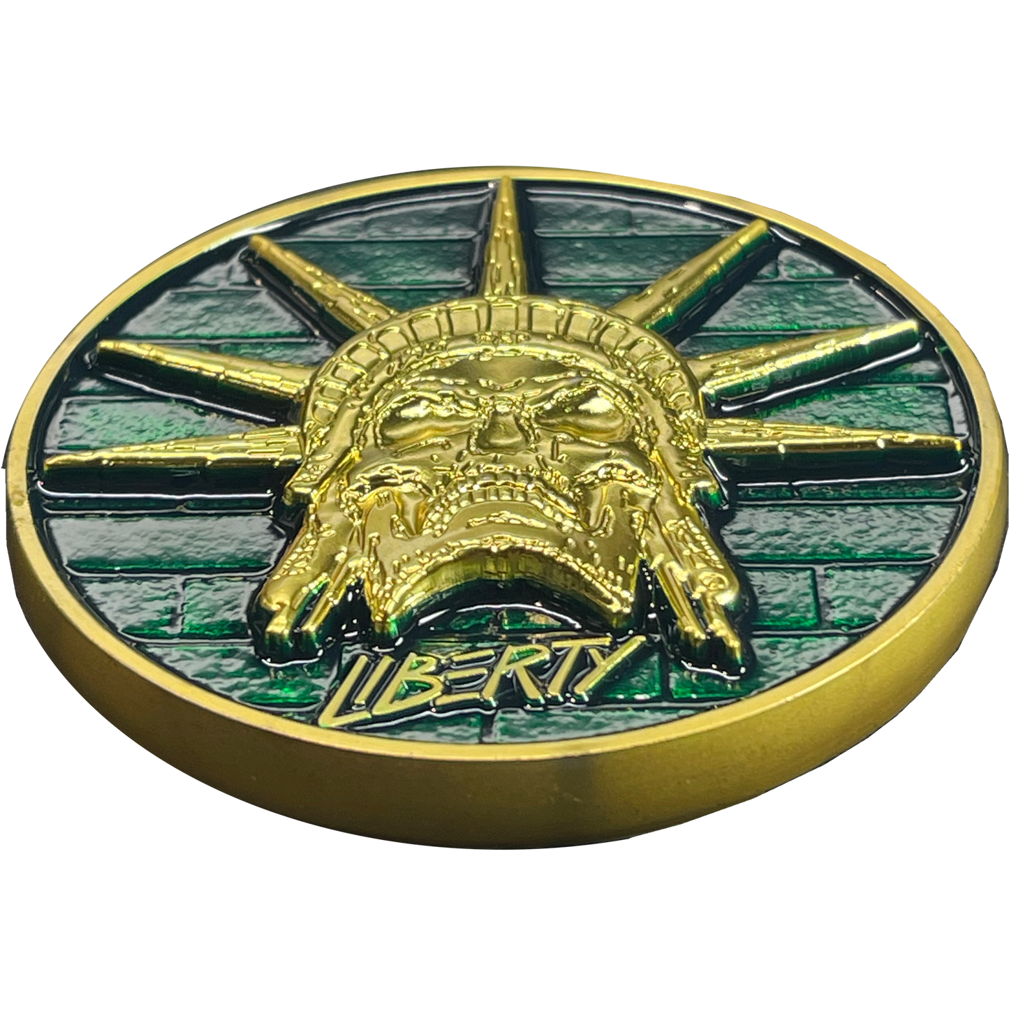 BL17-001 Skull Statue of Liberty Benjamin Franklin Revolvers CBP Border Patrol Agent Challenge Coin