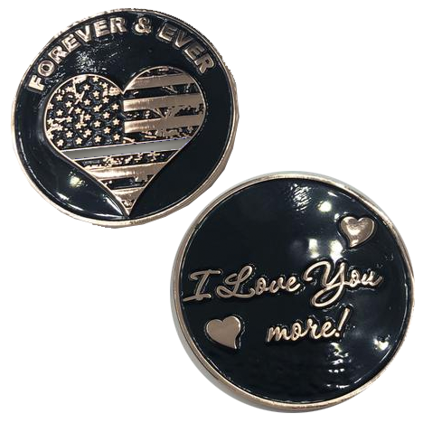 L-11 Thin Gray Line Heart I Love You More, rose gold flag Correctional Officer Corrections Challenge Coin