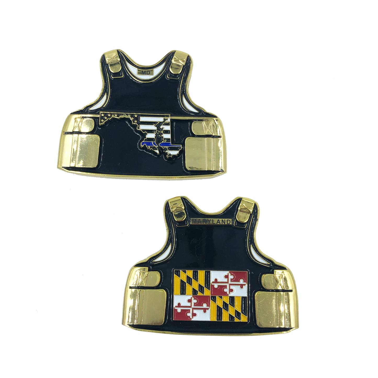 B-006 Maryland LEO Thin Blue Line Police Body Armor State Flag Challenge Coin