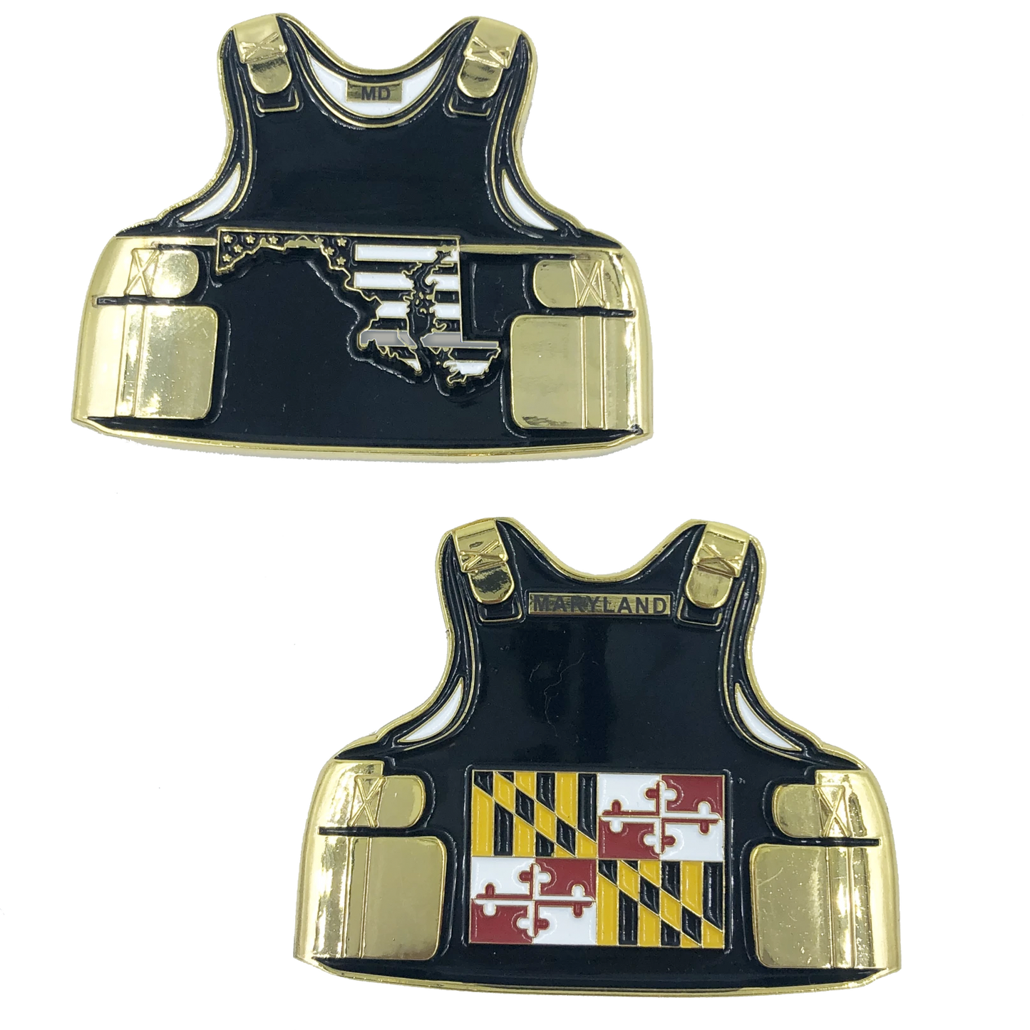 BL8-011 Maryland CO Correctional Officer Corrections Jail Prison Guard Thin Gray Line Police Body Armor State Flag Challenge Coins
