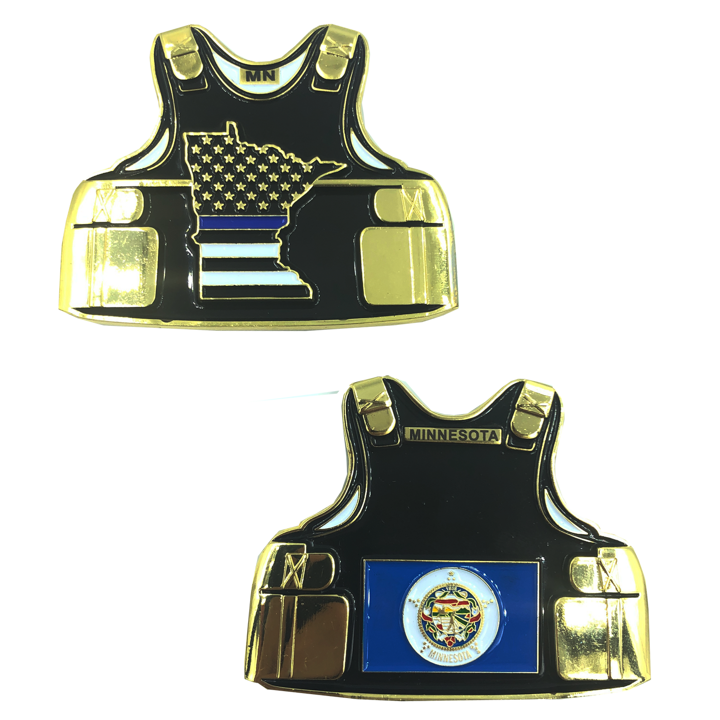 D-014 Minnesota LEO Thin Blue Line Police Body Armor State Flag Challenge Coins