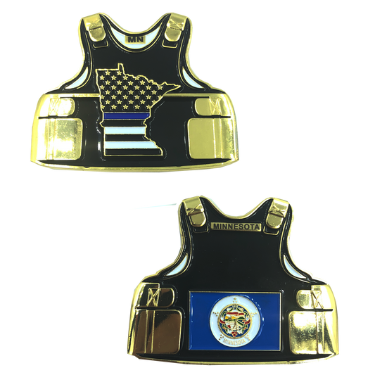 D-014 Minnesota LEO Thin Blue Line Police Body Armor State Flag Challenge Coins