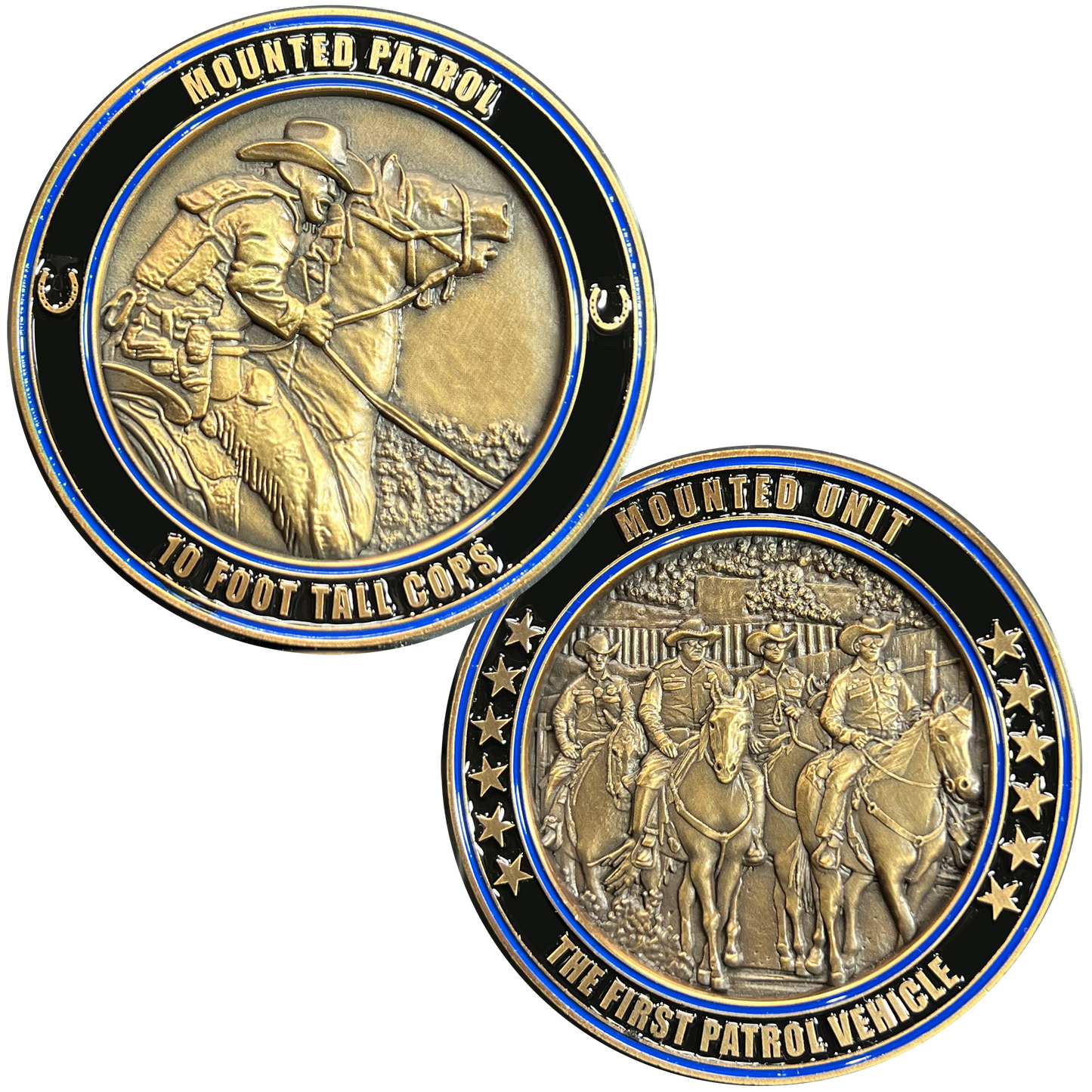 discontinued GL3-004 10 Foot Tall Cops Police NYPD LAPD Davie CBP Border Patrol Horse Patrol Mounted Unit Challenge Coin