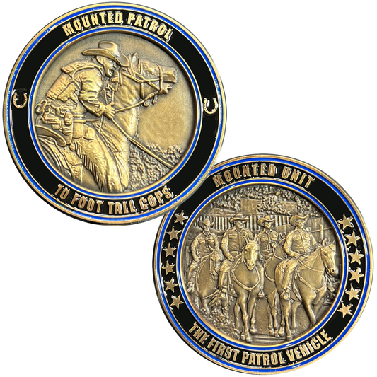 discontinued GL3-004 10 Foot Tall Cops Police NYPD LAPD Davie CBP Border Patrol Horse Patrol Mounted Unit Challenge Coin