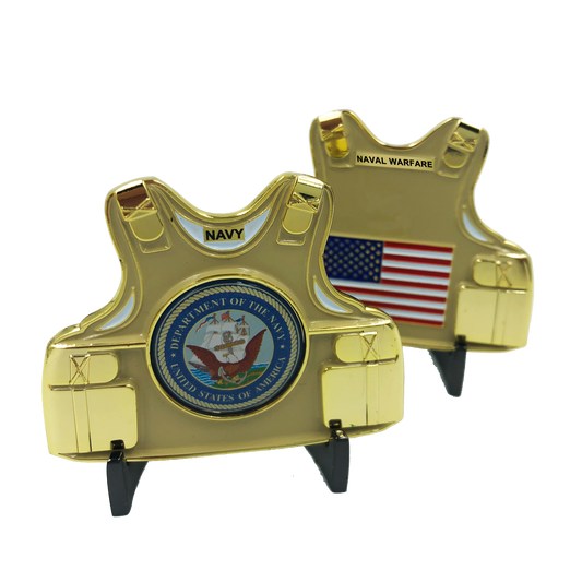 GG-008 NAVY Body Armor Challenge Coin Naval Warfare, SEAL, Aviator, Sailor