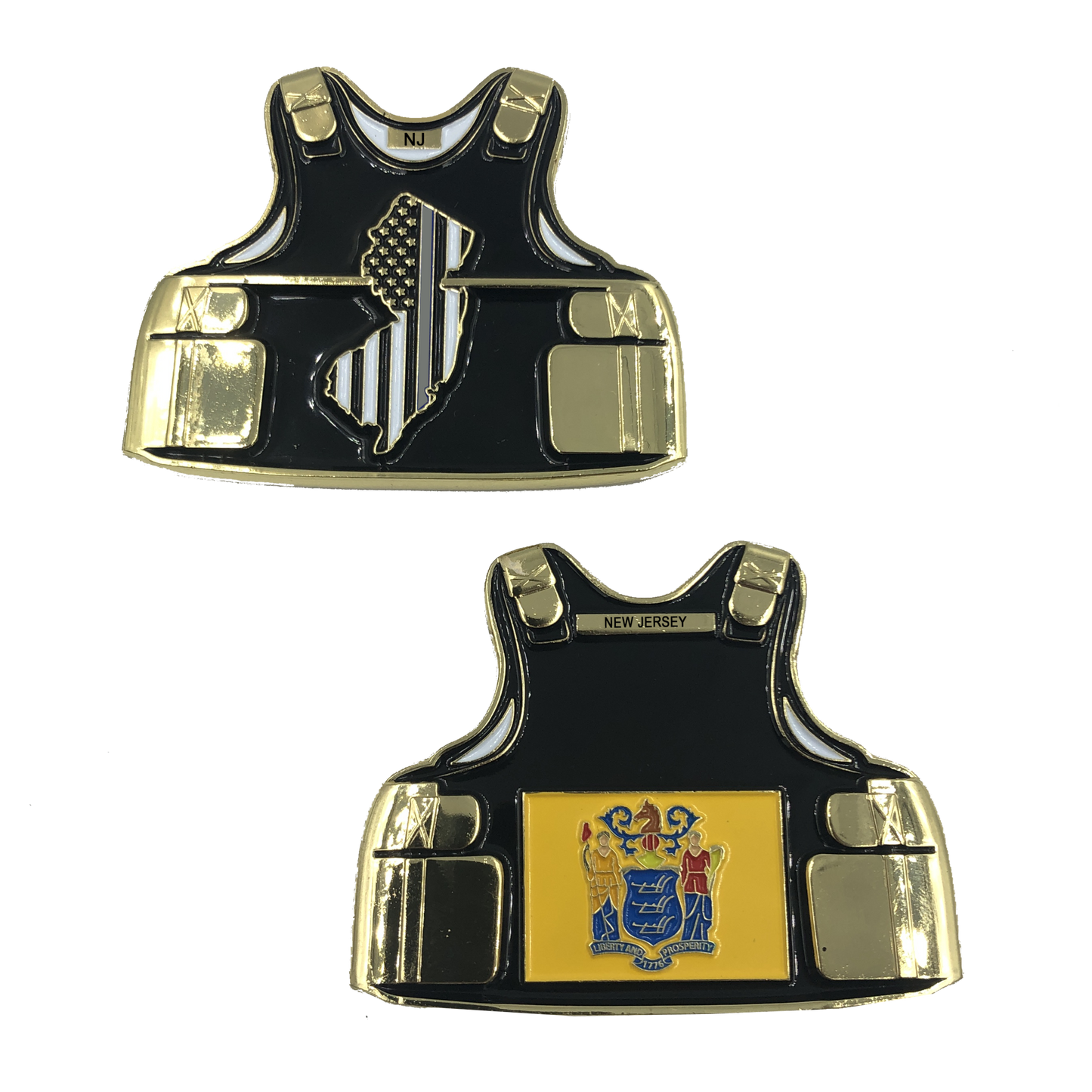 DL8-15 NEW JERSEY LEO Thin Gray Line Correctional CO Corrections Officer Body Armor State Flag Challenge Coins NJ