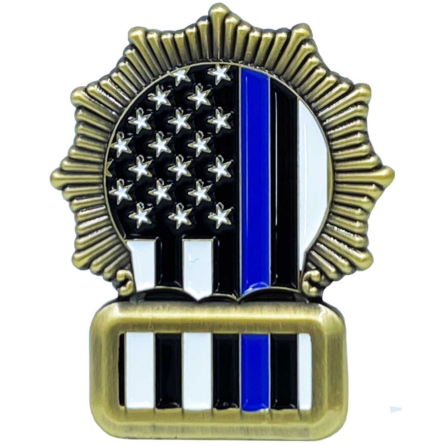 EL1-013 NYPD Detective Beard Gang Skull Challenge Coin Thin Blue Line Back the Blue New York City Police Department
