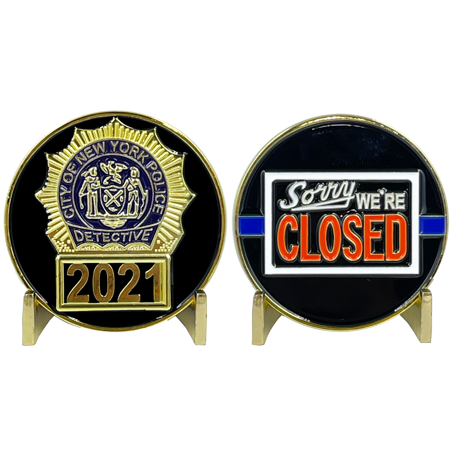 BL12-005 NYPD Detective New York City Police Department NYC Sorry We're Closed Challenge Coin