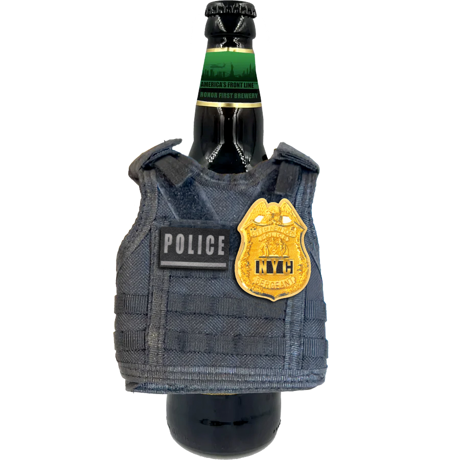 NYPD Sergeant New York City Police Sgt Tactical Beverage Bottle or Can Cooler Vest with removable patches perfect gift for Challenge Coin collectors
