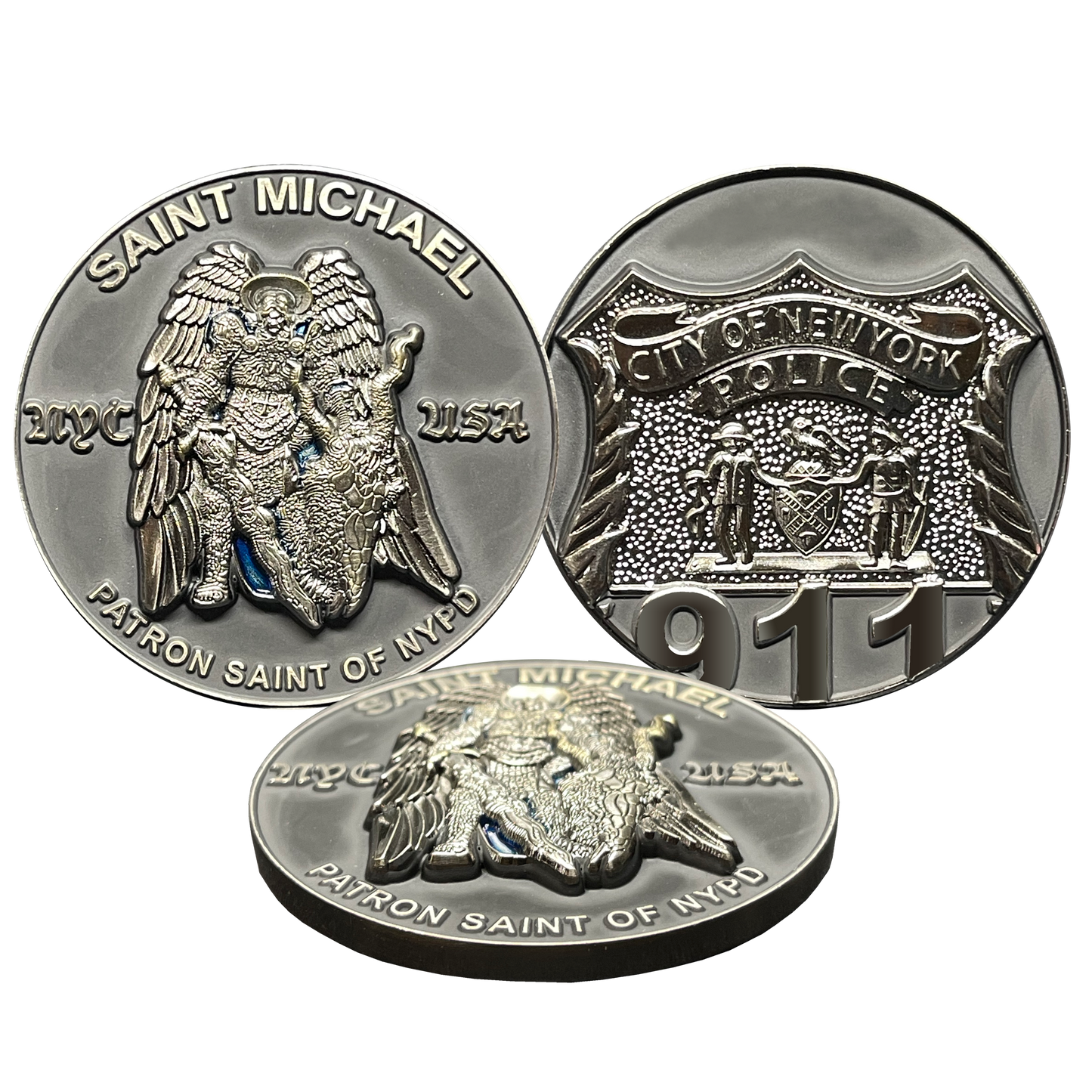 BL15-012 New York City Police Department Officer Saint Michael Patron Saint Challenge Coin ST. MICHAEL