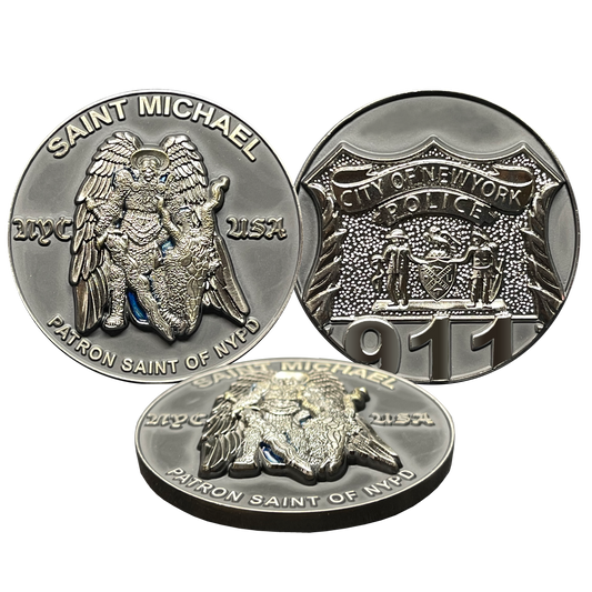 BL15-012 New York City Police Department Officer Saint Michael Patron Saint Challenge Coin ST. MICHAEL