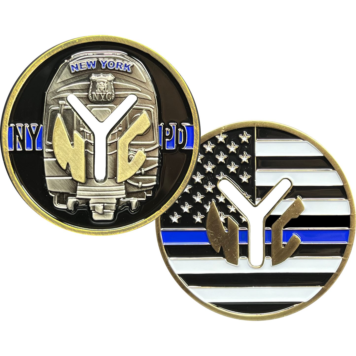 GL1-001 New York City Transit Police Department Thin Blue Line Challenge Coin