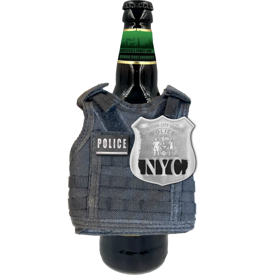 New York City NYC Transit Police Tactical Beverage Bottle Can Cooler Vest with removable patches perfect gift for Challenge Coin collectors