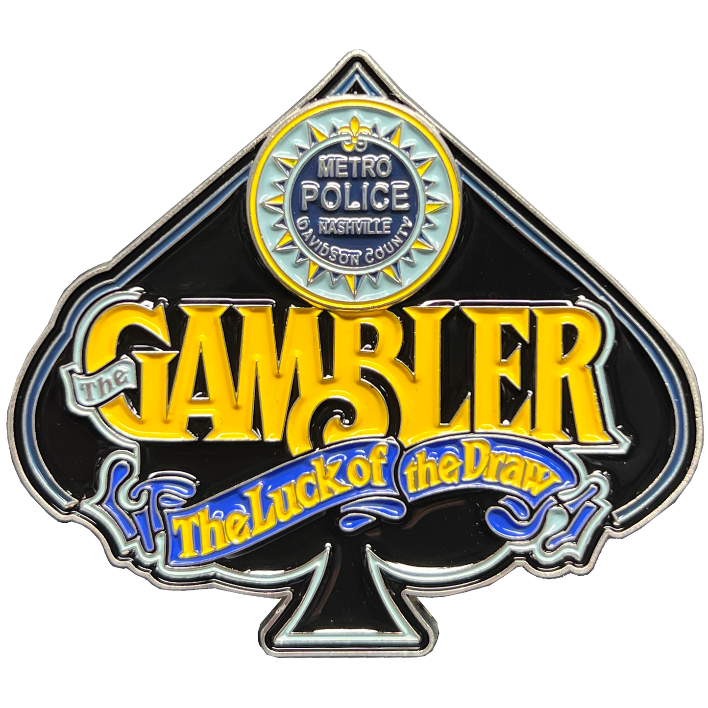 GL14-004 Metro Nashville Police Challenge Coin The Gambler Thin Blue Line