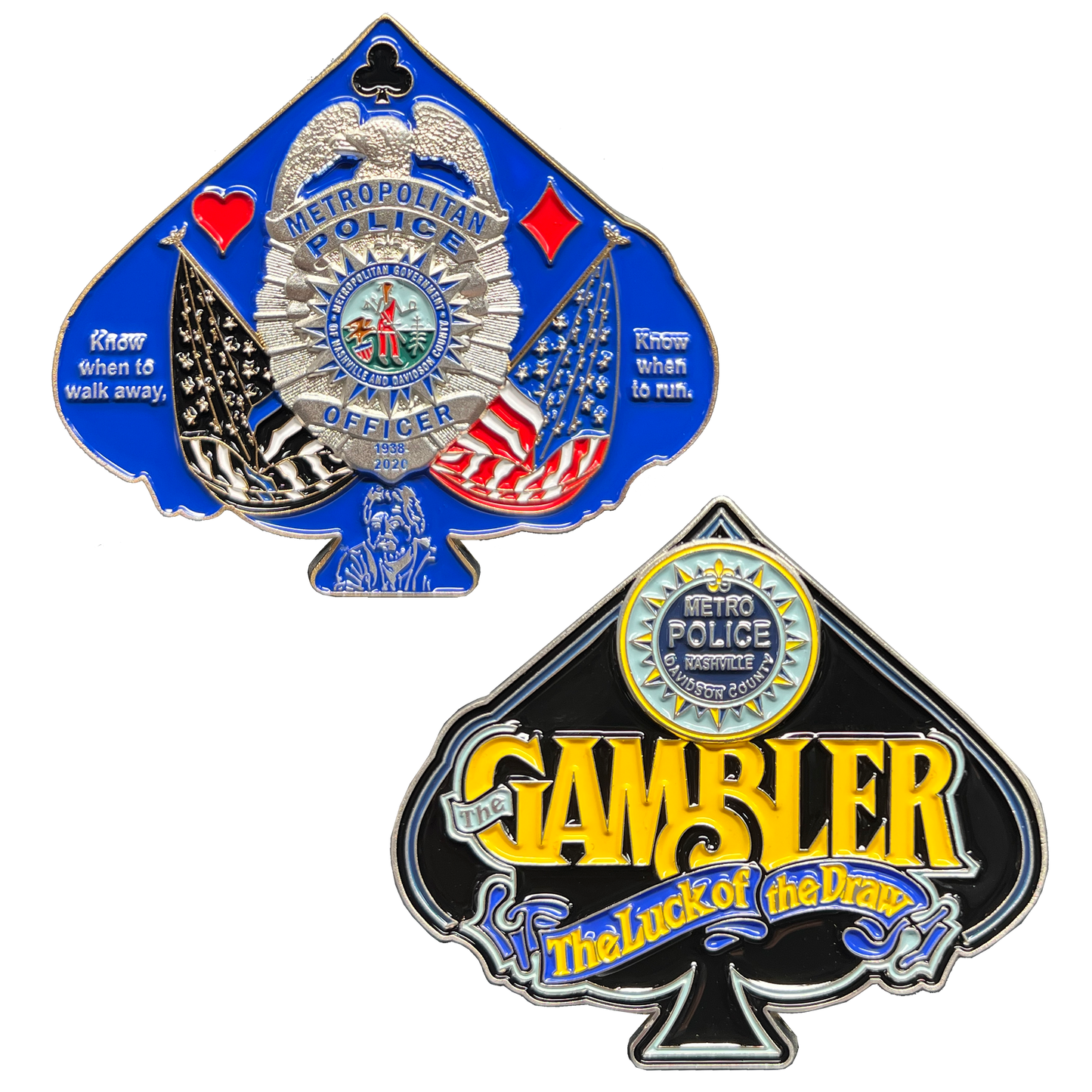 GL14-004 Metro Nashville Police Challenge Coin The Gambler Thin Blue Line