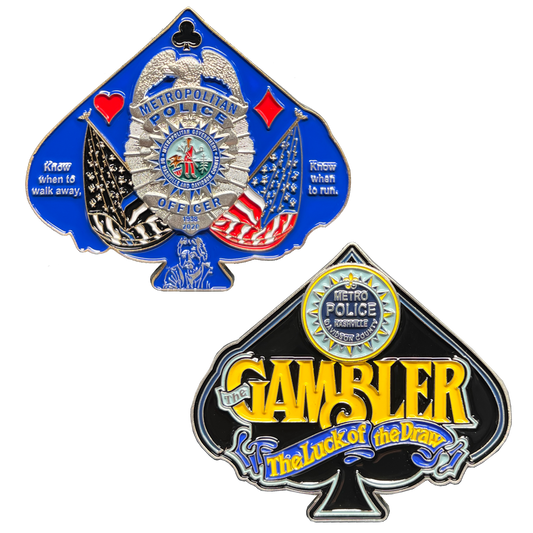 GL14-004 Metro Nashville Police Challenge Coin The Gambler Thin Blue Line