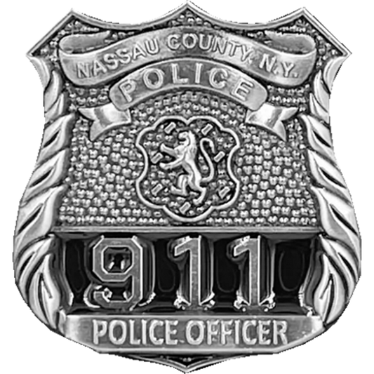 PBX-003-D Nassau County NY Police Department NCPD Police Officer Long Island LINY nickel plated metal lapel pin
