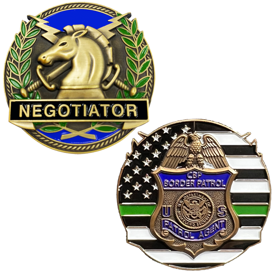 GL14-003 Border Patrol Agent Thin Green Line Negotiator Challenge Coin Honor First