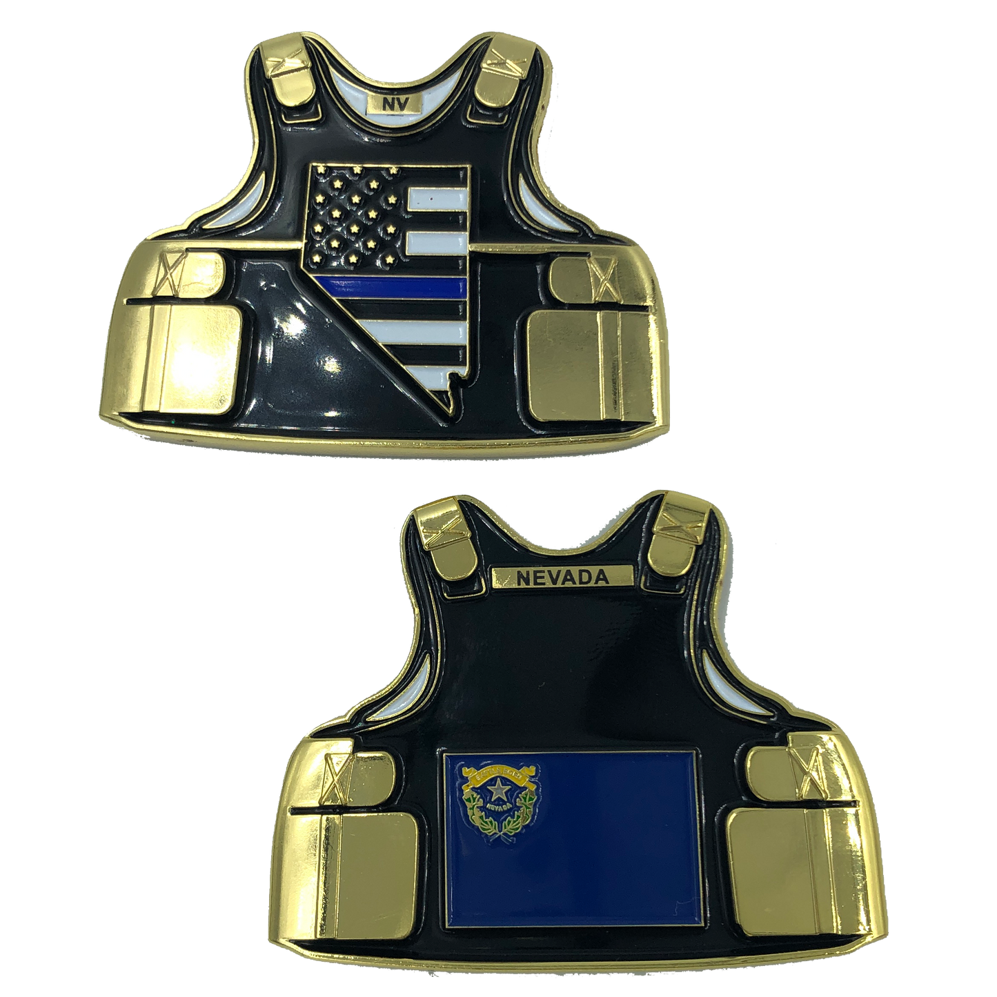 C-018 Nevada LEO Thin Blue Line Police Body Armor State Flag Challenge Coins