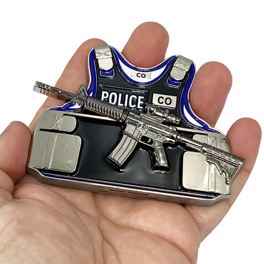 DL1-04 Correctional Officer M4 Body Armor 3D self standing Challenge Coin Corrections Prison Jail Thin Gray Line
