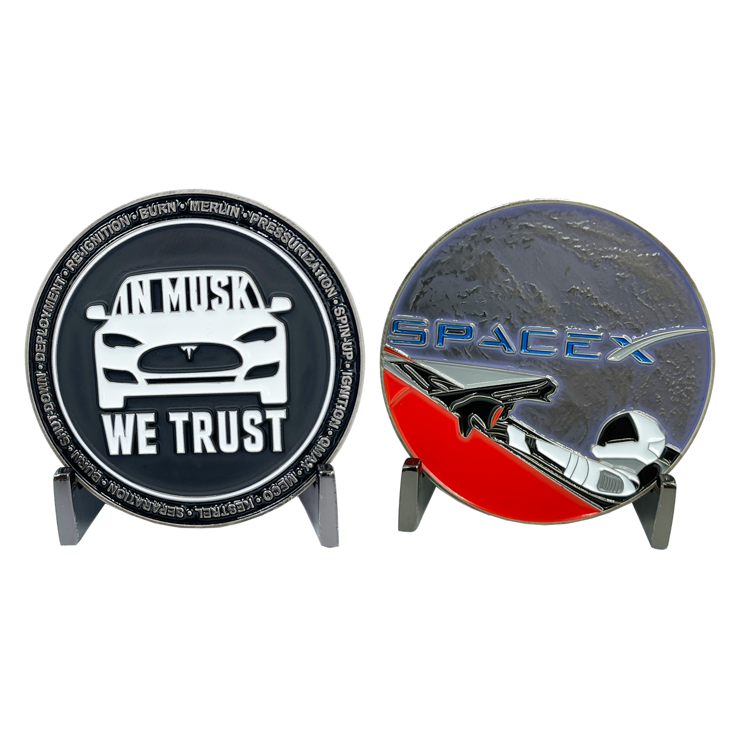 EL2-012 SpaceX Elon Musk Starman Falcon Heavy Rocket Man Challenge Coin Space X Tesla