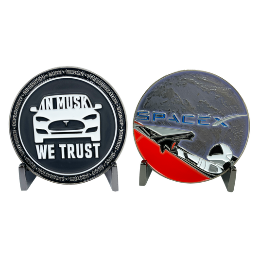 EL2-012 SpaceX Elon Musk Starman Falcon Heavy Rocket Man Challenge Coin Space X Tesla