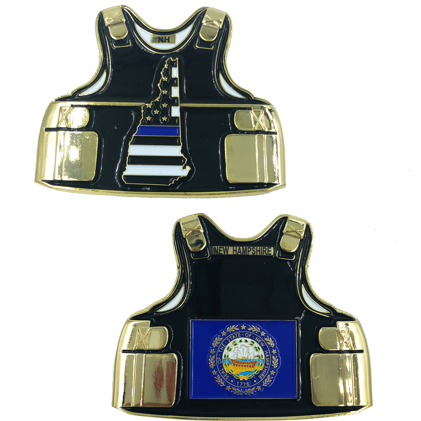 D-020 New Hampshire LEO Thin Blue Line Police Body Armor State Flag Challenge Coins