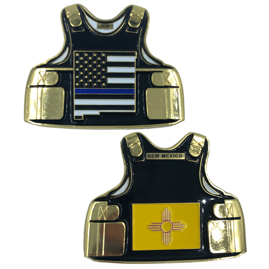 C-020 New Mexico LEO Thin Blue Line Police Body Armor State Flag Challenge Coins