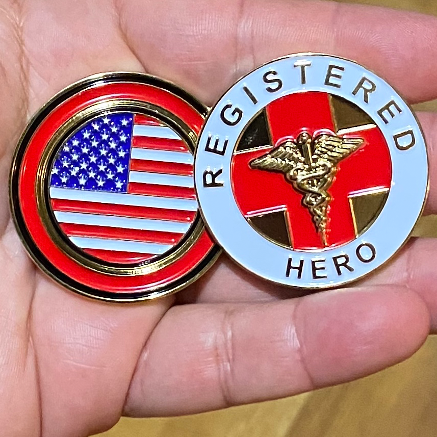 CL-JJ Registered Hero Challenge Coin for Nurses, Doctors, Paramedic, EMT, BSN, RN