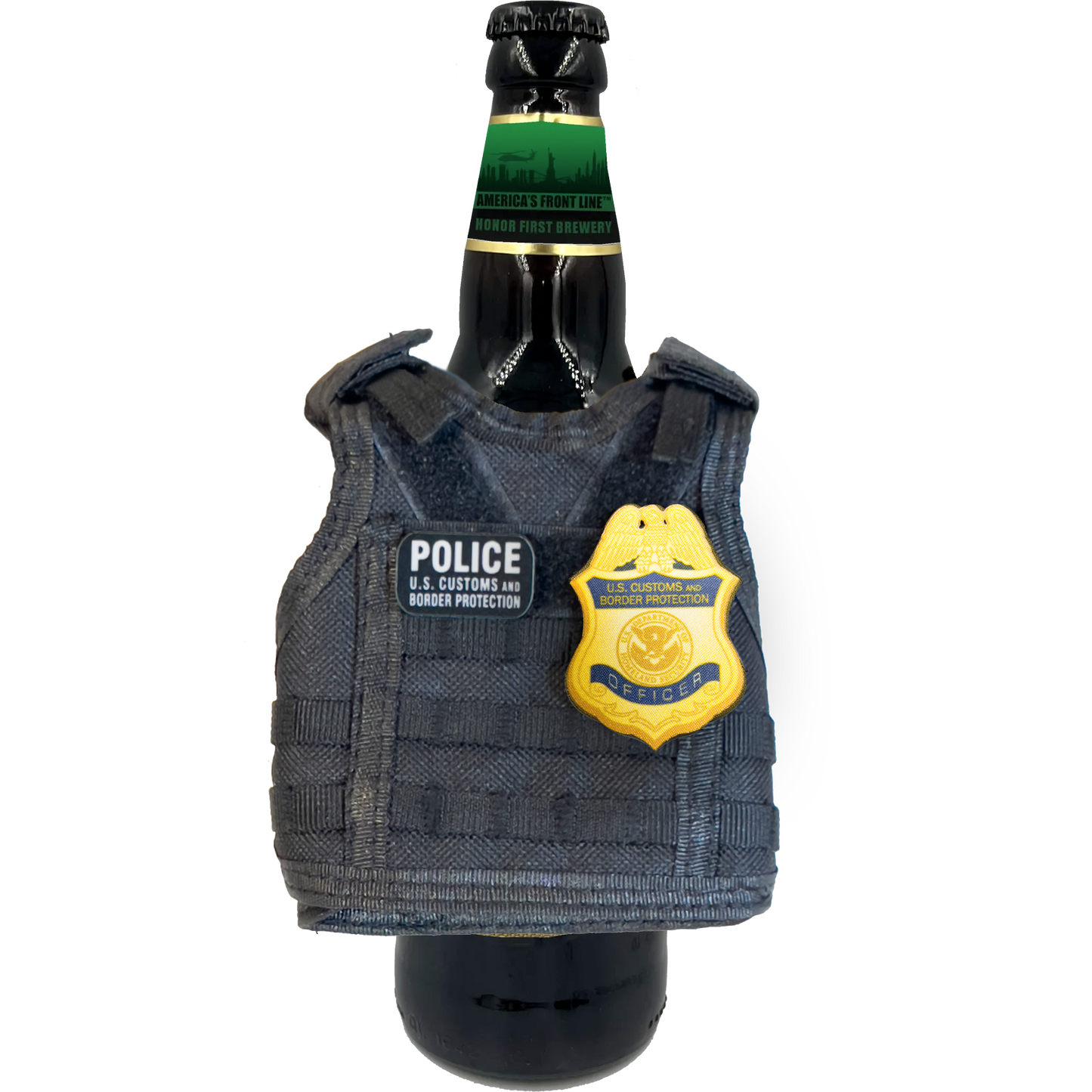 GB2-002 CBP Officer OFO Field Operations Tactical Beverage Bottle or Can Cooler Vest with removable patches perfect gift for Challenge Coin collectors