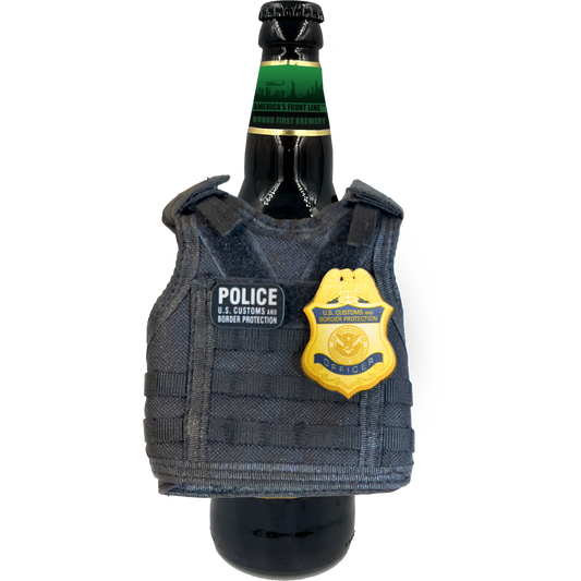 GB2-002 CBP Officer OFO Field Operations Tactical Beverage Bottle or Can Cooler Vest with removable patches perfect gift for Challenge Coin collectors