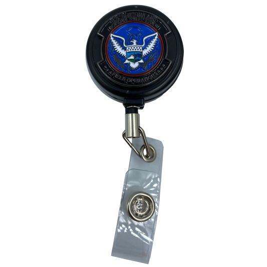DL4-17 CBP OFO Field Ops Retractable ID reel metal ID card holder Operations
