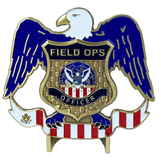 DL11-10 Field Operations huge vintage inspired CBP Field Ops US Customs Challenge Coin Eagle Flag 4 inch