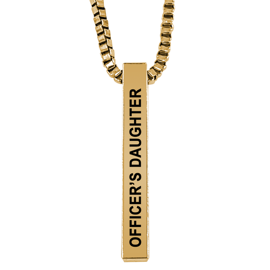 Officer's Daughter Gold Plated Pillar Bar Pendant Necklace Gift Mother's Day Christmas Holiday Anniversary Police Sheriff Officer First Responder Law Enforcement