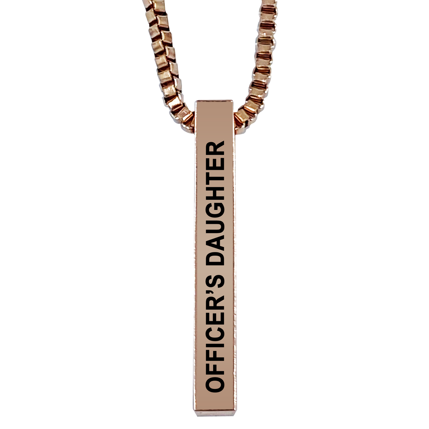 Officer's Daughter Rose Gold Plated Pillar Bar Pendant Necklace Gift Mother's Day Christmas Holiday Anniversary Police Sheriff Officer First Responder Law Enforcement