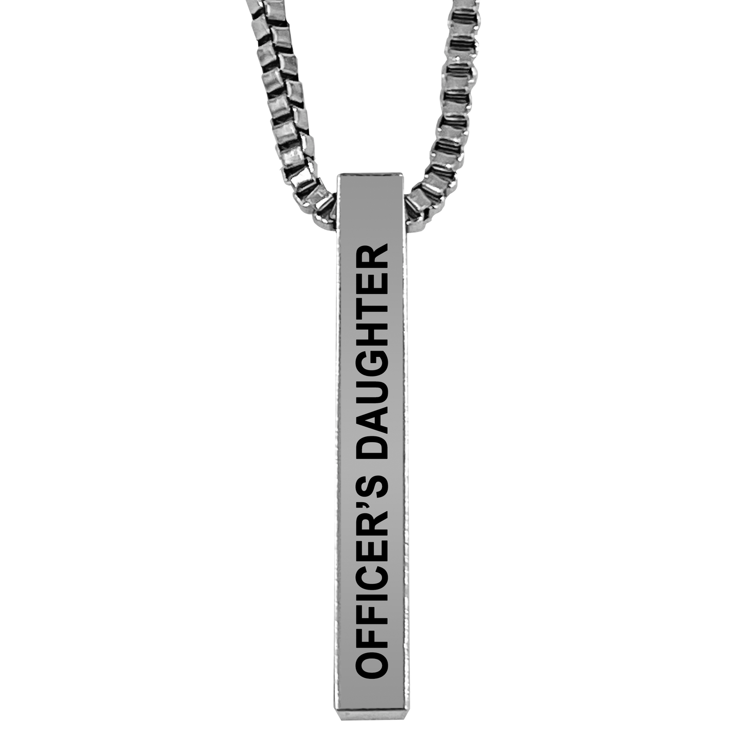 Officer's Daughter Silver Plated Pillar Bar Pendant Necklace Gift Mother's Day Christmas Holiday Anniversary Police Officer First Responder Law Enforcement