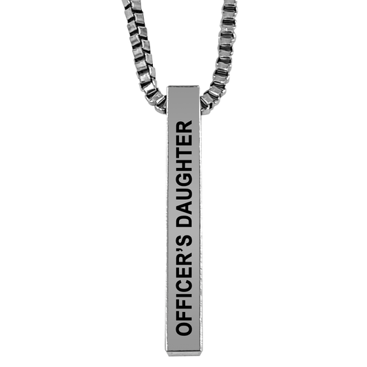 Officer's Daughter Silver Plated Pillar Bar Pendant Necklace Gift Mother's Day Christmas Holiday Anniversary Police Officer First Responder Law Enforcement