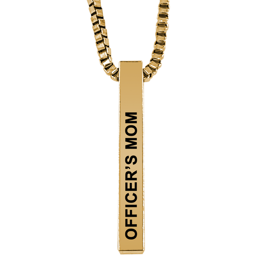 Officer's Mom Gold Plated Pillar Bar Pendant Necklace Gift Mother's Day Christmas Holiday Anniversary Police Sheriff Officer First Responder Law Enforcement