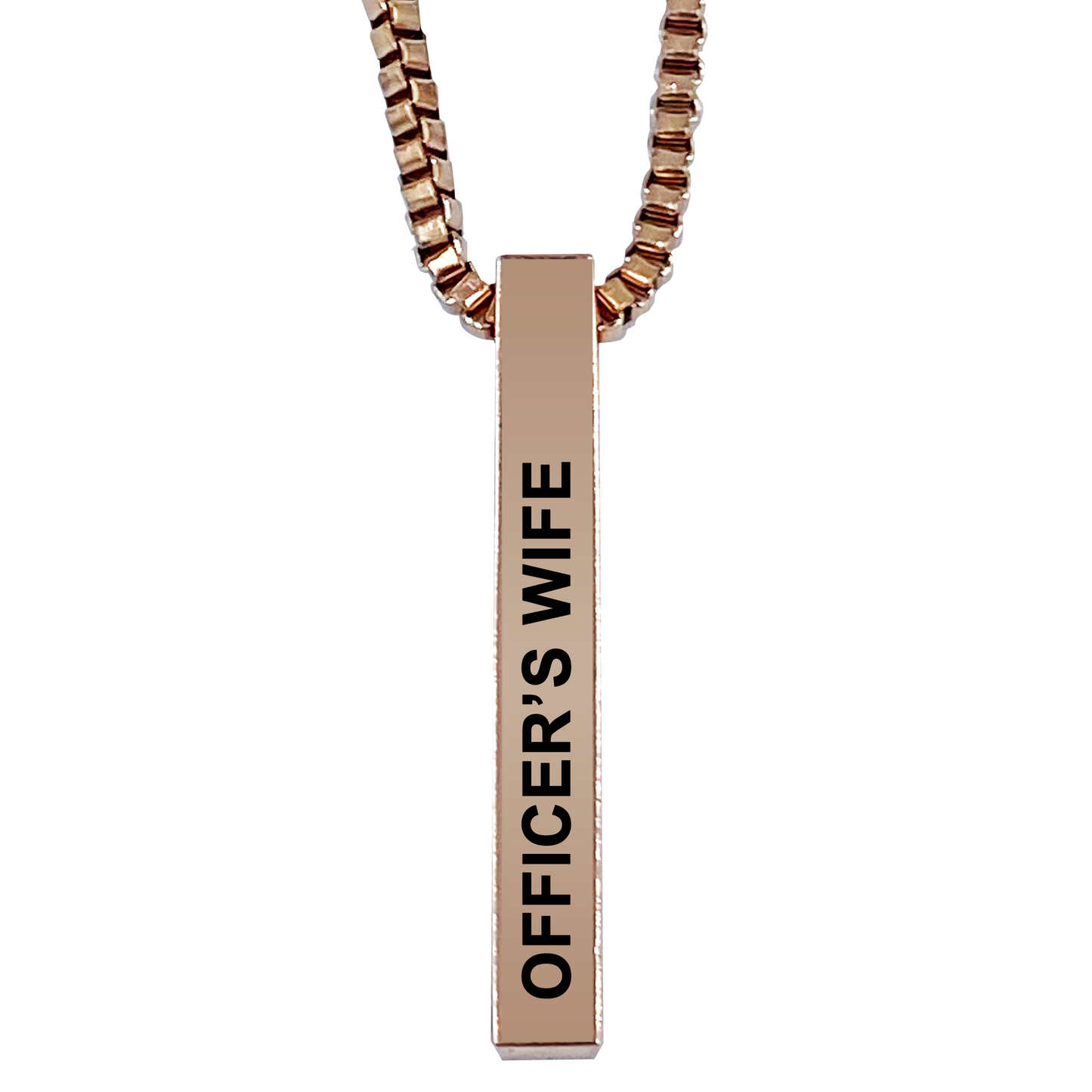 Officer's Wife Rose Gold Plated Pillar Bar Pendant Necklace Gift Mother's Day Christmas Holiday Anniversary Police Sheriff Officer First Responder Law Enforcement