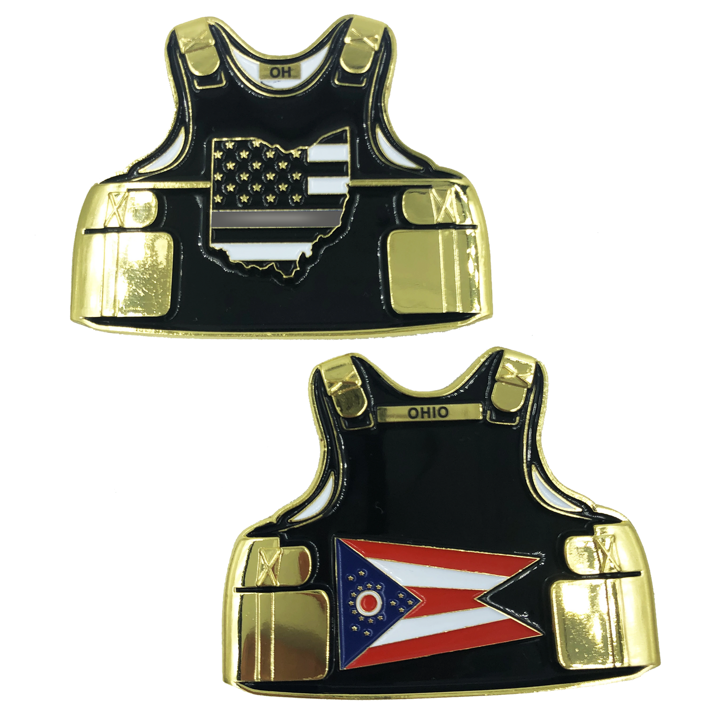 MM-002 Thin Gray Line Ohio Correctional Officer Body Armor State Flag Challenge Coins CO Corrections