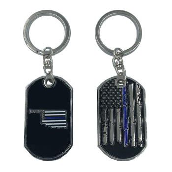 II-012 Oklahoma Thin Blue Line Challenge Coin Dog Tag Keychain Police Law Enforcement