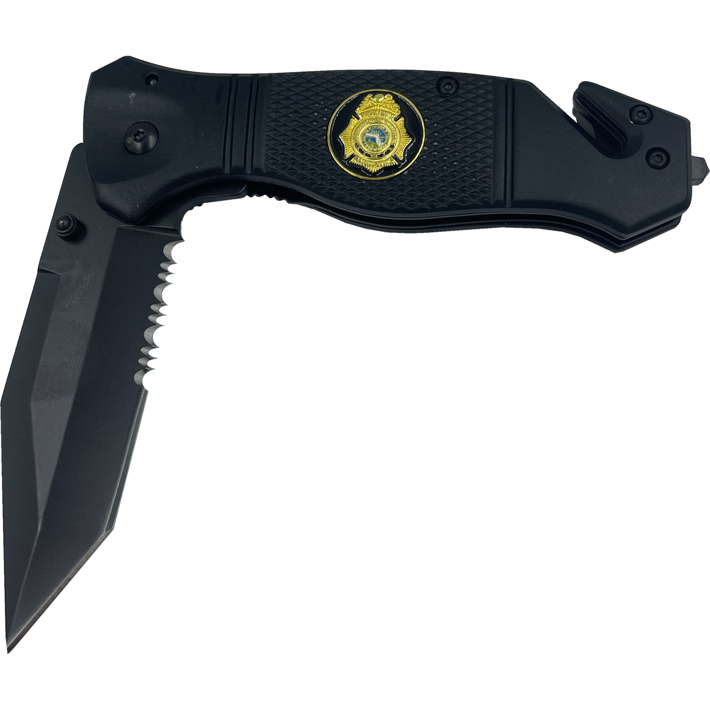 FDLE collectible 3-in-1 Police Tactical Rescue knife tool with Seatbelt Cutter, Steel Serrated Blade, Glass Breaker Special Agent