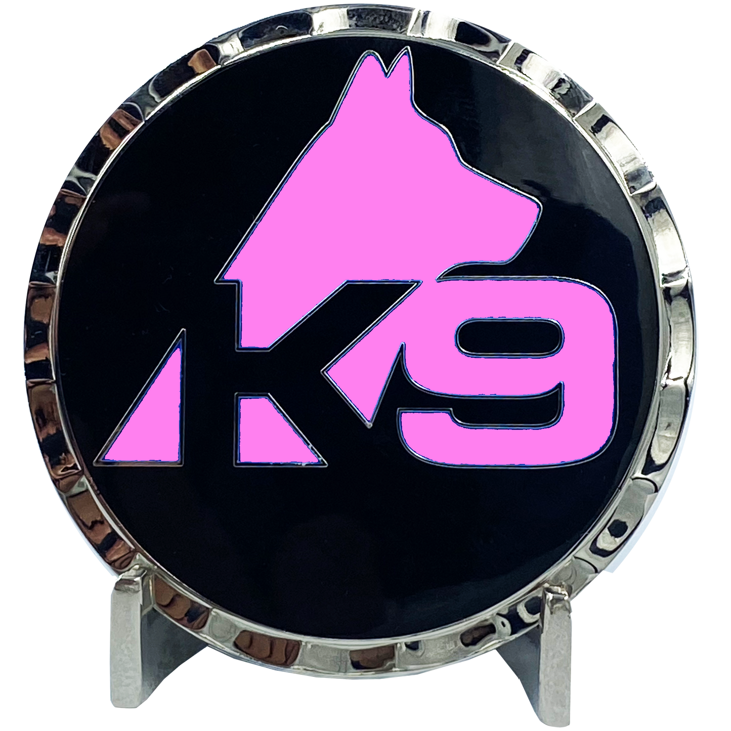 BL7-008 K9 Thin Pink Line Challenge Coin Fist Paw Bump Breast Cancer Awareness Police