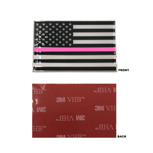 M-34 Thin Pink Line US Flag Vehicle Emblem high-end metal decal with 3M Police CBP LEO
