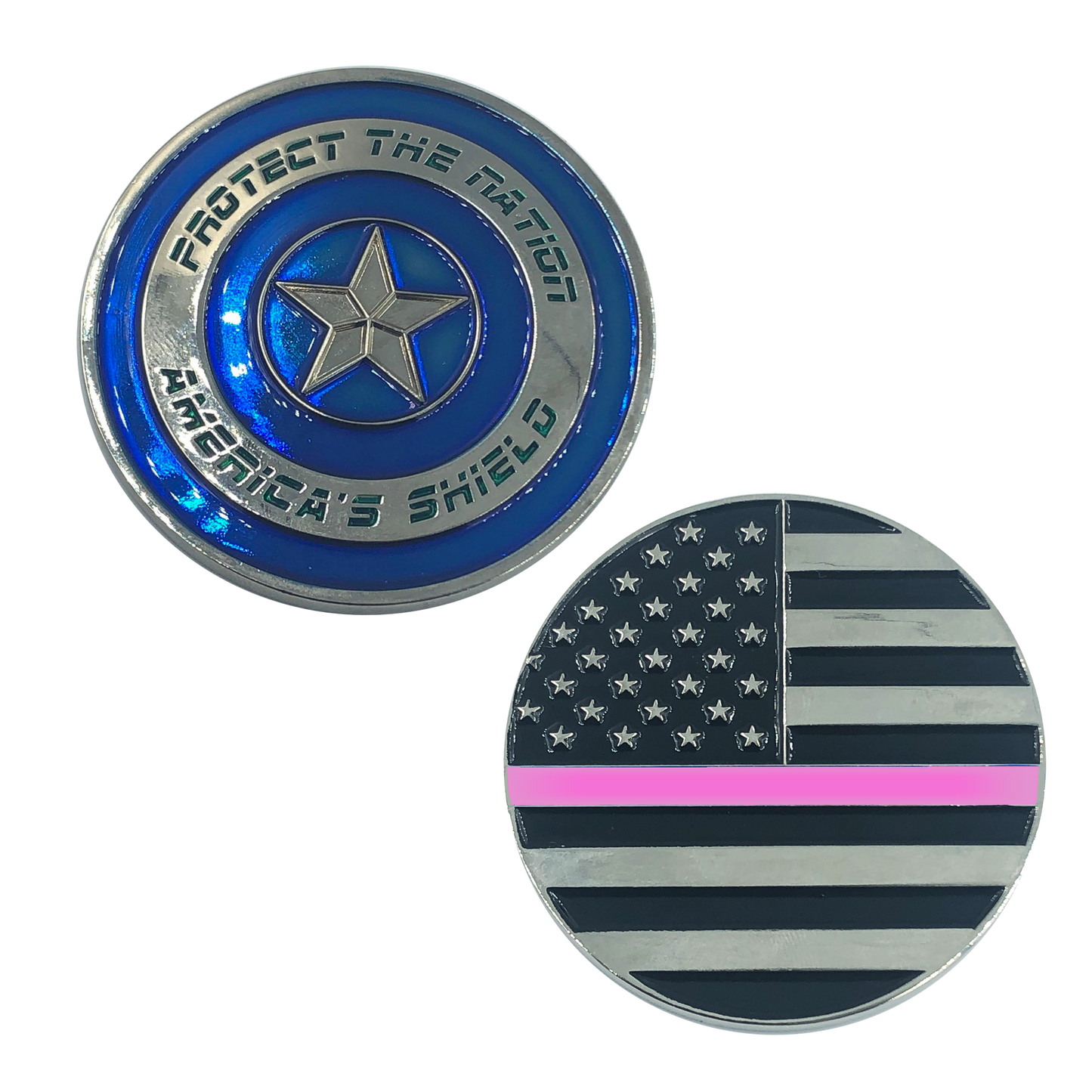 Discontinued BL6-020 Thin PINK Captain America Shield Police BREAST CANCER AWARENESS CBP NYPD ATF LAPD Federal Agent
