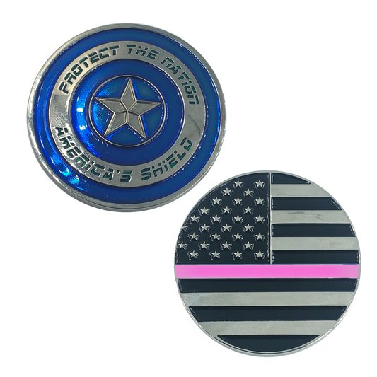 Discontinued BL6-020 Thin PINK Captain America Shield Police BREAST CANCER AWARENESS CBP NYPD ATF LAPD Federal Agent