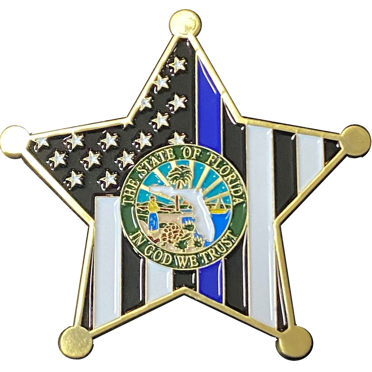 K-015 Palm Beach County Florida Deputy Sheriff Thin Blue Line Beard Gang Skull Challenge Coin